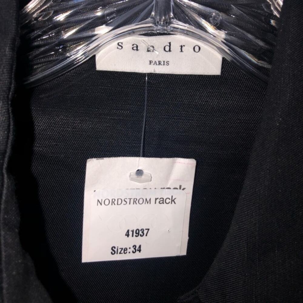 Sandro Paris Mabel Linen Blend Button Embellished Dress Black Size 34 NWOT - Picture 8 of 10